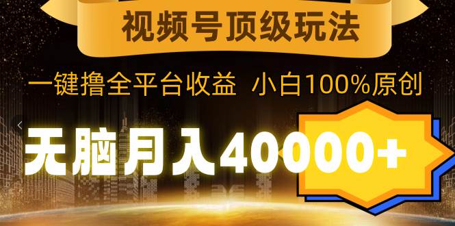 视频号顶级玩法，无脑月入40000+，一键撸全平台收益，纯小白也能100%原创-项目网
