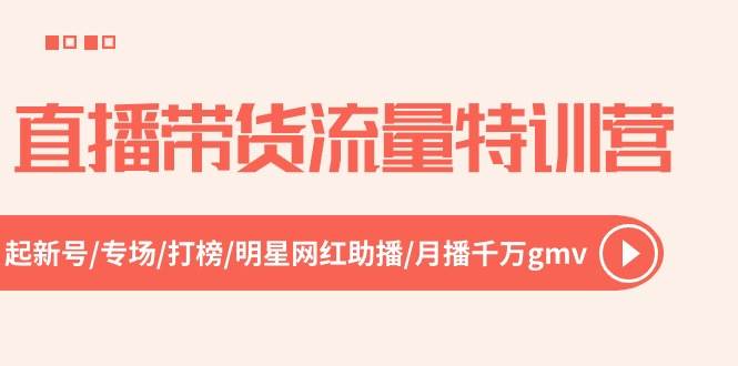 直播带货流量特训营，起新号-专场-打榜-明星网红助播 月播千万gmv（52节）-项目网