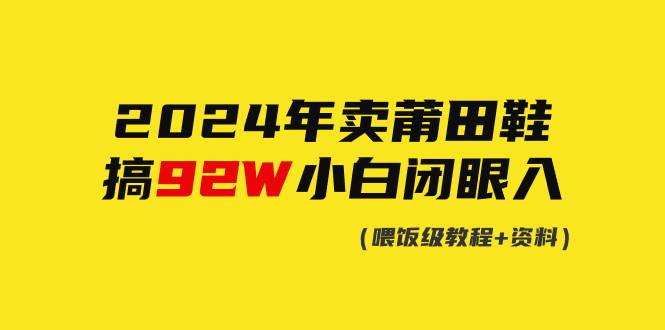 2024年卖莆田鞋，搞了92W，小白闭眼操作！-项目网
