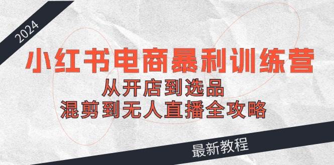 2024小红书电商暴利训练营：从开店到选品，混剪到无人直播全攻略-项目网
