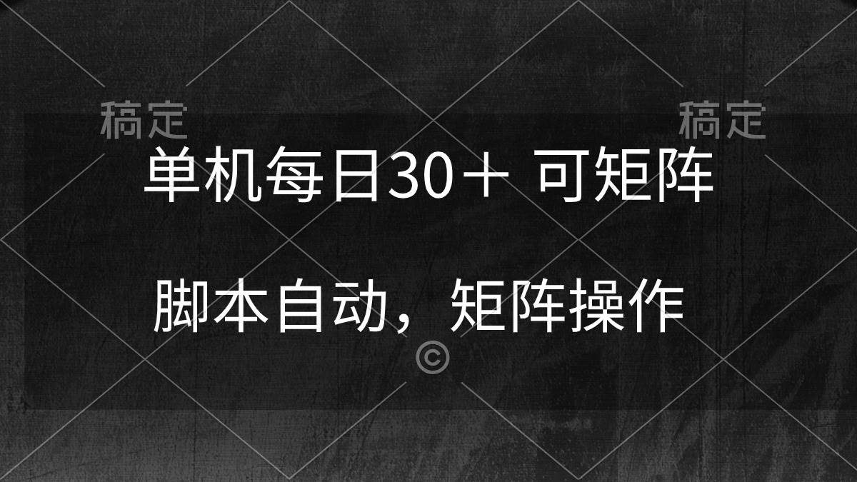 单机每日30＋ 可矩阵，脚本自动 稳定躺赚-项目网