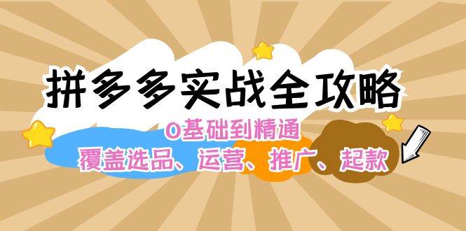 拼多多实战全攻略：0基础到精通，覆盖选品、运营、推广、起款-项目网