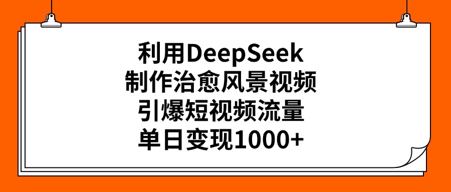 利用DeepSeek，制作治愈风景视频，引爆短视频流量，单日变现1000+-项目网