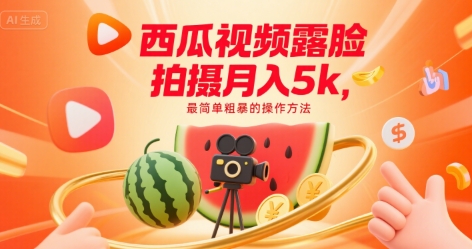 西瓜视频露脸拍摄月入5k，最简单粗暴的操作方法-项目网