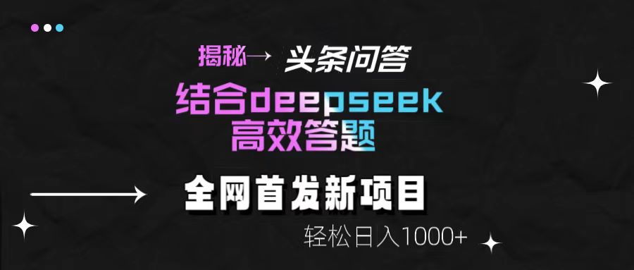 头条问答新玩法！结合deepseek高效答题，轻松日入1000+【揭秘】-项目网