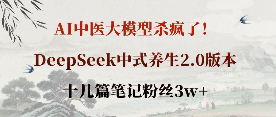 AI中医大模型杀疯了!DeepSeek中式养生2.0版本,十几篇笔记粉丝3w+-项目网