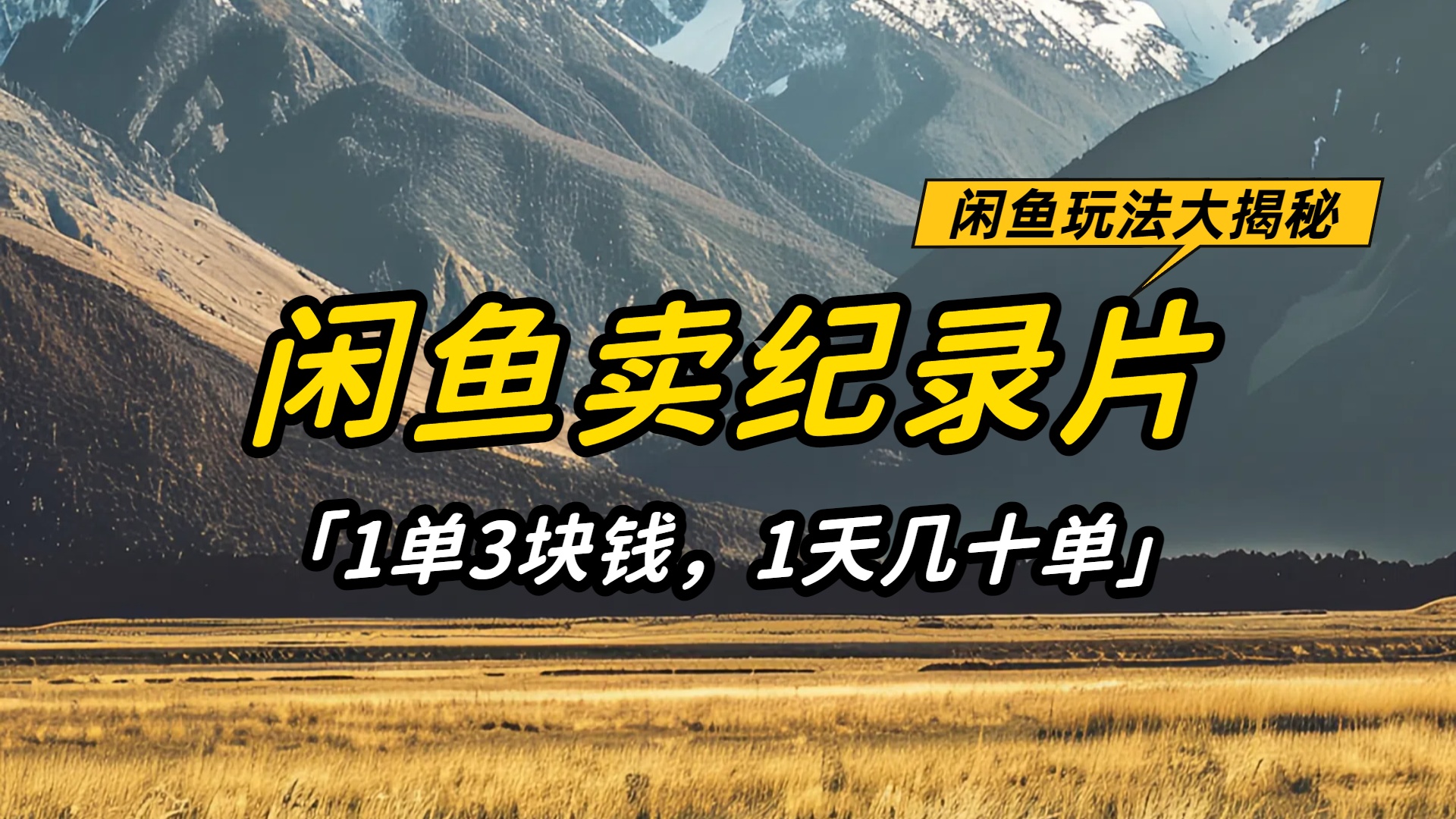 闲鱼卖纪录片1单3块钱,1天几十单,项目稳定有潜力-项目网