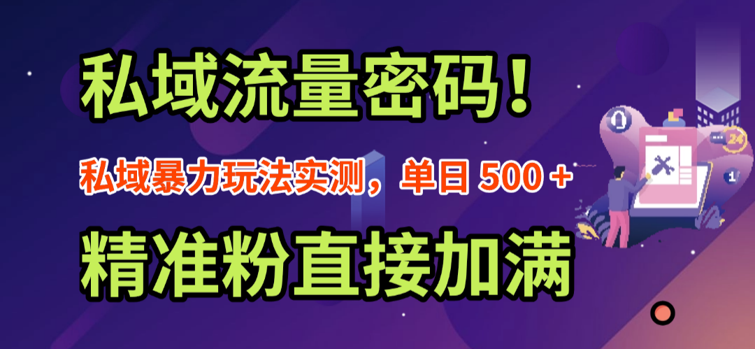 私域流量密码!私域暴力玩法实测,单日 500 + 精准粉直接加满-项目网
