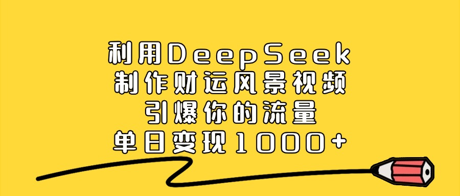 利用DeepSeek制作财运风景视频,做出爆款视频,单日变现1000+-项目网