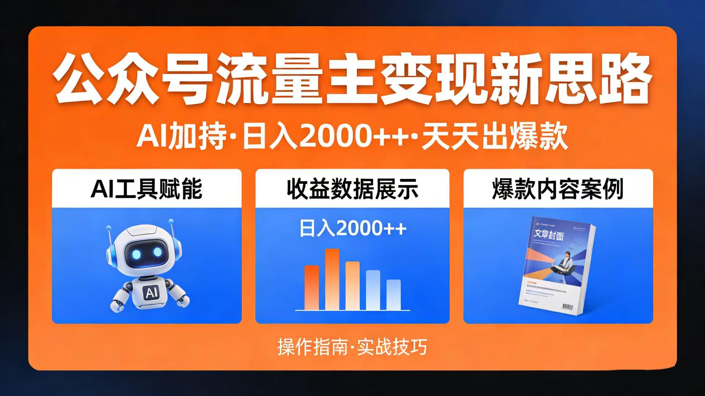 公众号流量主变现新思路：AI 加持，日入 2000++ 天天出爆款-项目网
