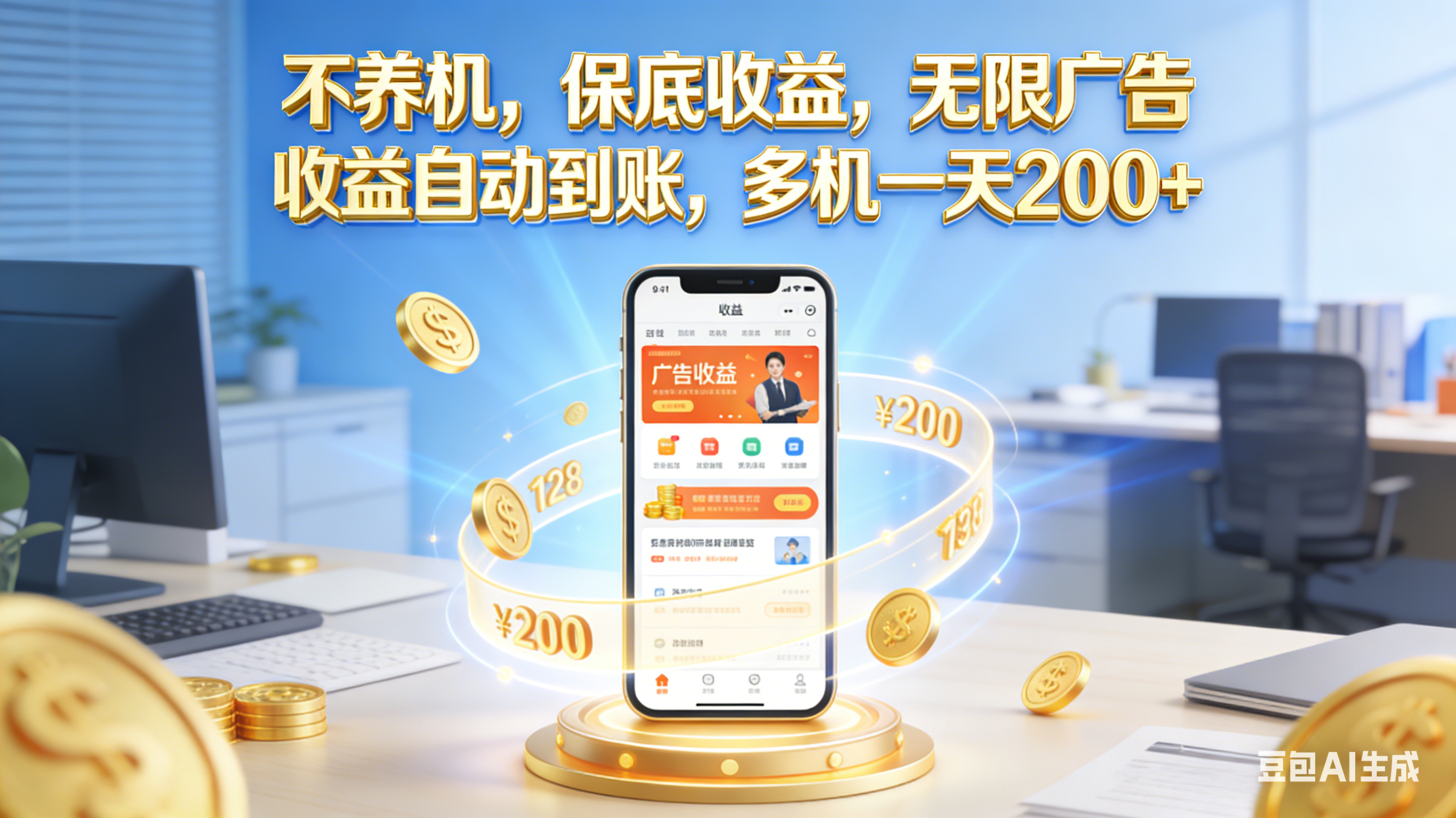 不养机，保底收益，无限广告，收益自动到账，多机一天200+-项目网