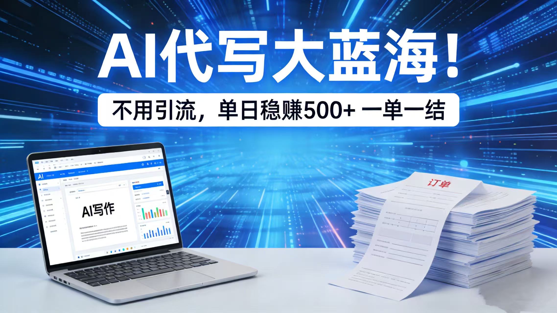 AI 代写大蓝海！不用引流，单日稳赚 500 + 一单一结-项目网
