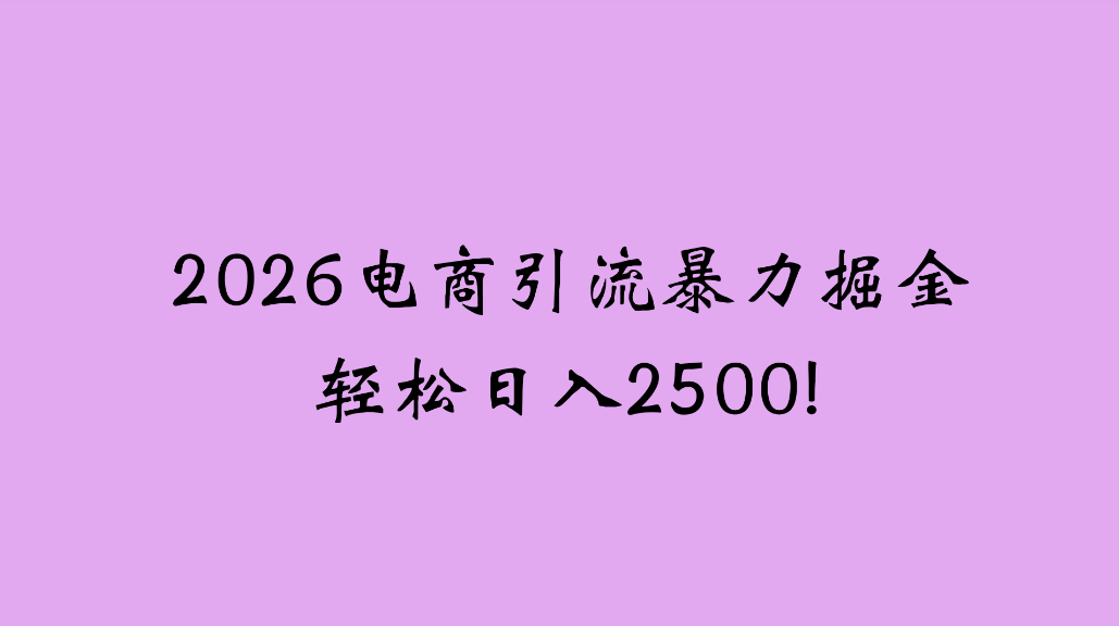 2026电商引流新玩法,日引200,日可入2500+-项目网