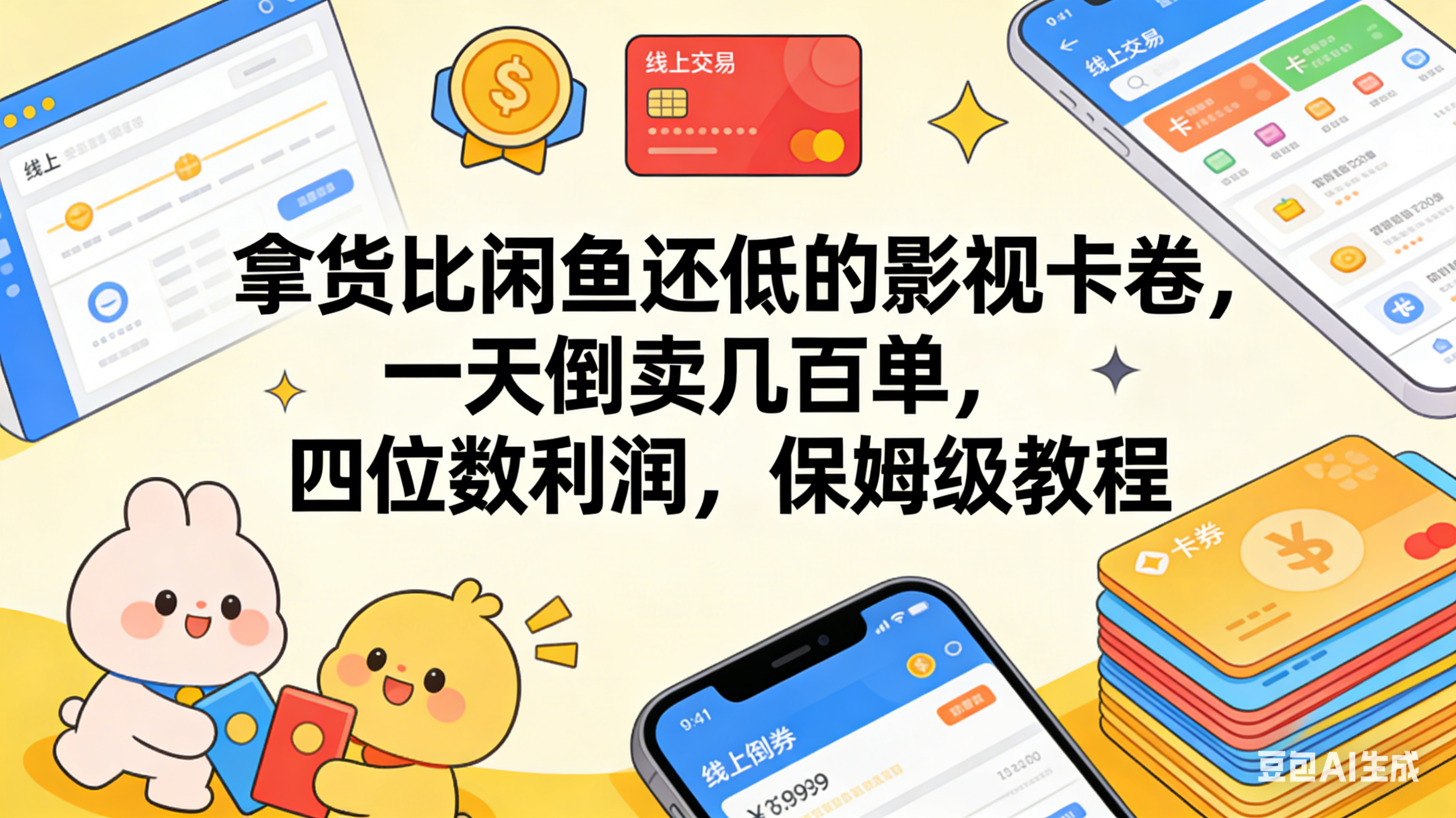 拿货比闲鱼还低的影视卡卷，一天倒卖几百单，四位数利润，保姆级教程-项目网