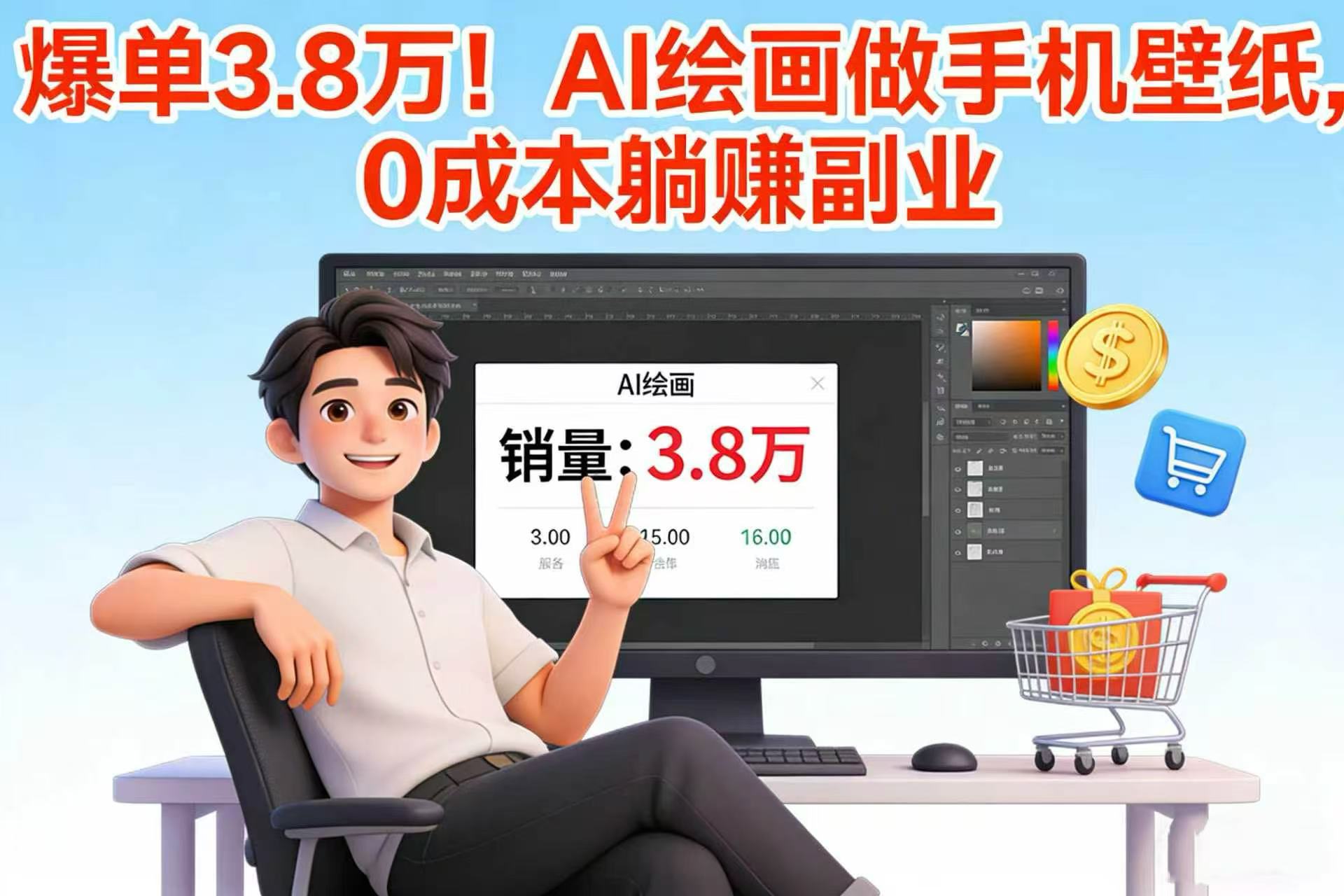 爆单 3.8 万！AI 绘画做手机壁纸，0 成本躺赚副业-项目网