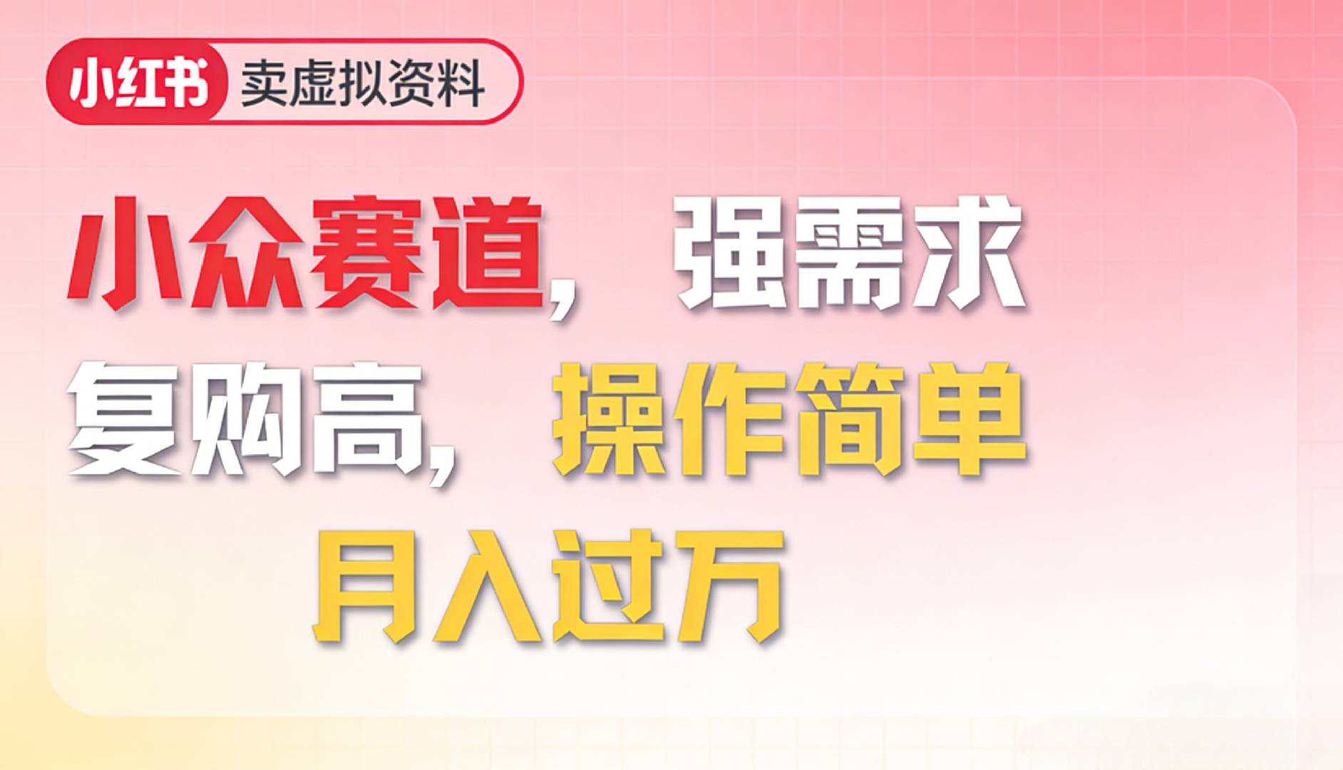 2026年就做小众赛道，强需求，复购高，月入过万，操作简单-项目网