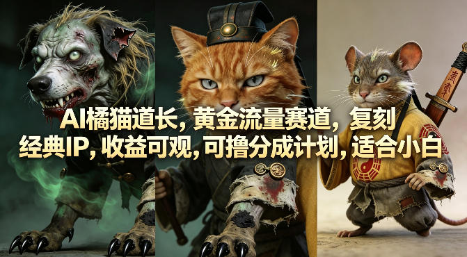 AI橘猫道长，黄金流量赛道，复刻经典IP，收益可观，可撸分成计划，适合小白-项目网
