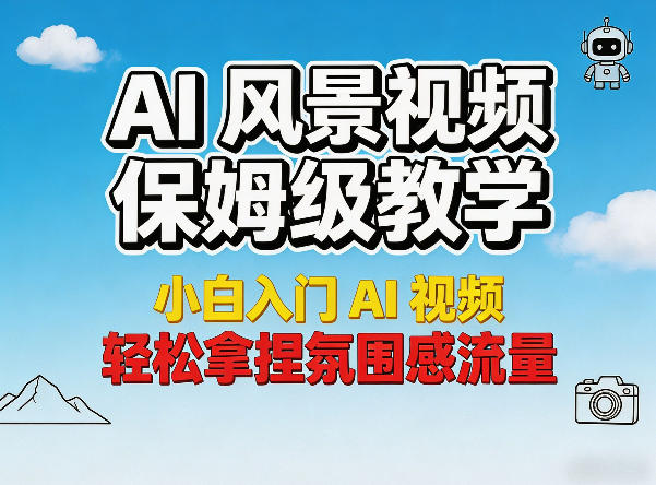 AI风景视频保姆级教学，小白入门AI视频，轻松拿捏氛围感流量-项目网