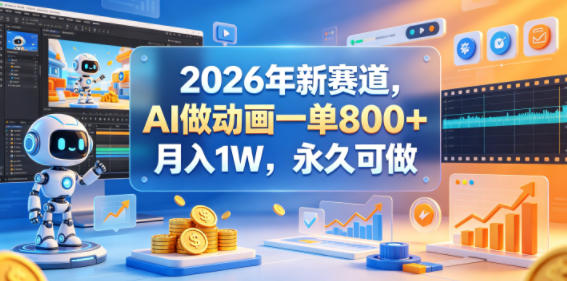 2026年新赛道，AI做动画一单800+，月入1W，永久可做-项目网