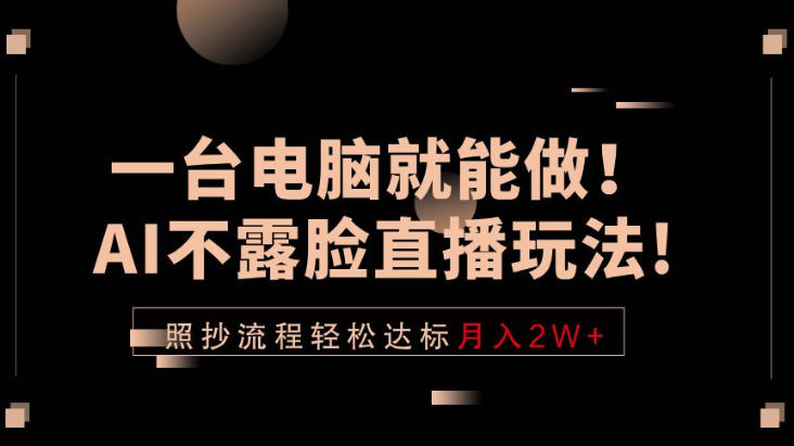 一台电脑就能做！AI不露脸直播玩法，照抄流程轻松达标月入2W+-项目网