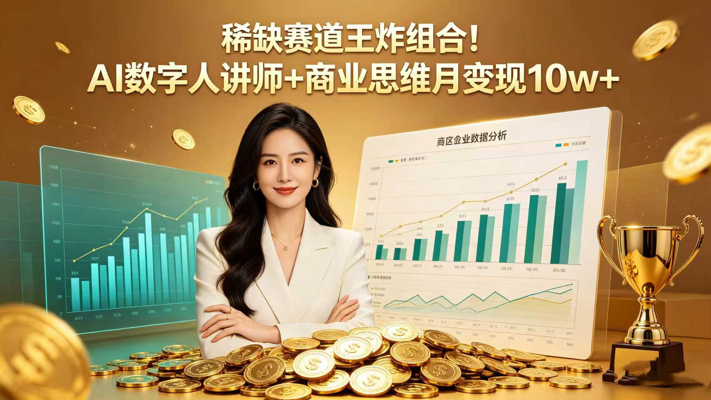稀缺赛道王炸组合！AI 数字人讲师 + 商业思维 月变现 10w+-项目网