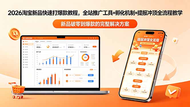 2026淘宝新品快速打爆款教程-更新，全站推广工具+孵化机制+提报冲顶全流程教学-项目网