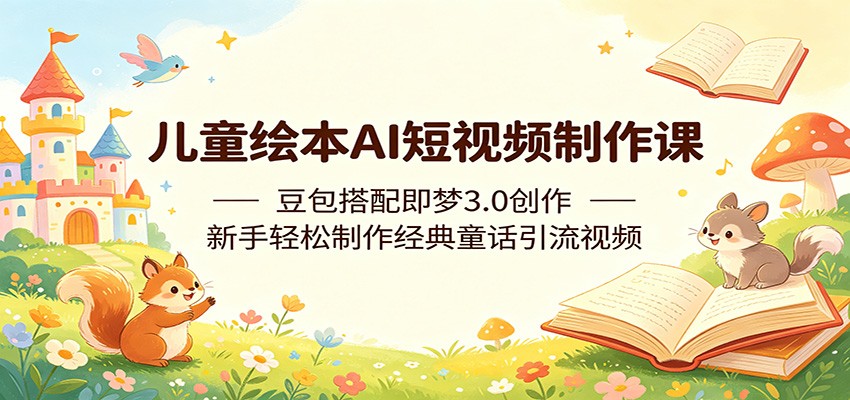 儿童绘本AI短视频制作课：豆包搭配即梦3.0创作，新手轻松制作经典童话引流视频-项目网