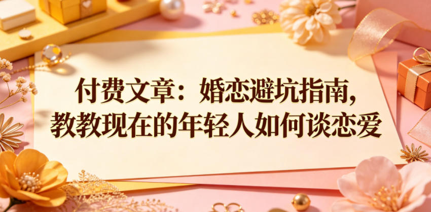 付费文章：婚恋避坑指南，教教现在的年轻人如何谈恋爱-项目网