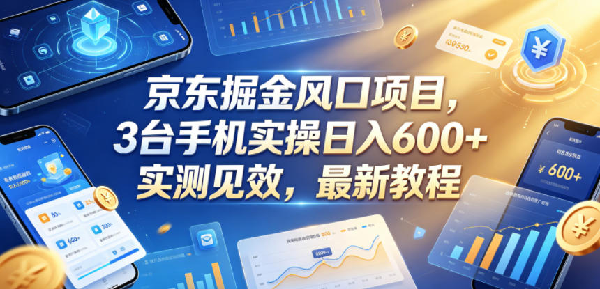 京东掘金风口项目，3台手机实操日入600+，实测见效，最新教程【揭秘】-项目网