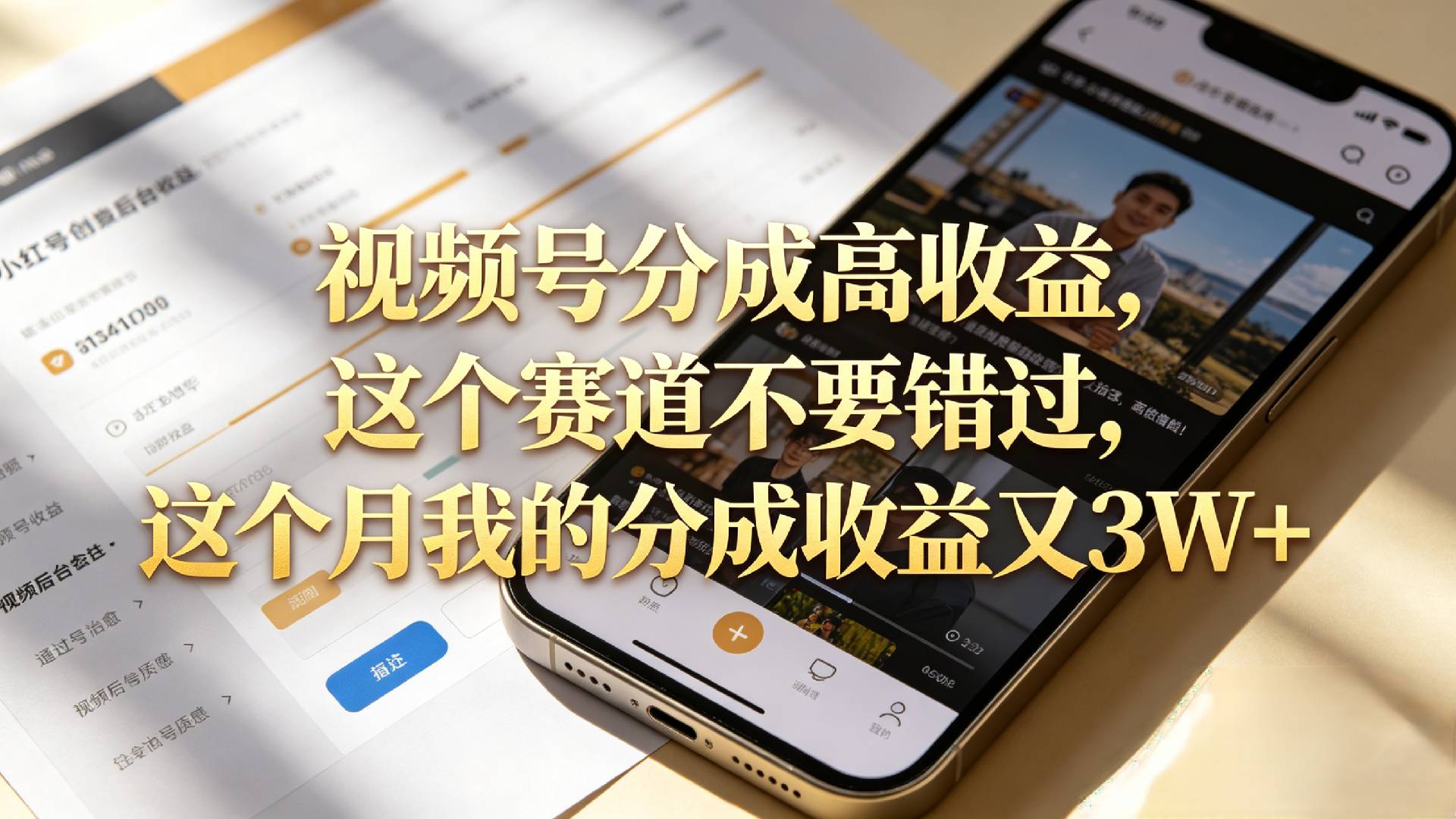 想要【视频号分成高收益】，这个赛道不要错过，这个月我的分成收益又3W+-项目网