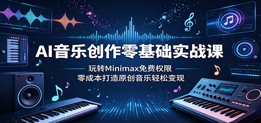 AI音乐创作零基础实战课：玩转Minimax免费权限，零成本打造原创音乐轻松变现-项目网