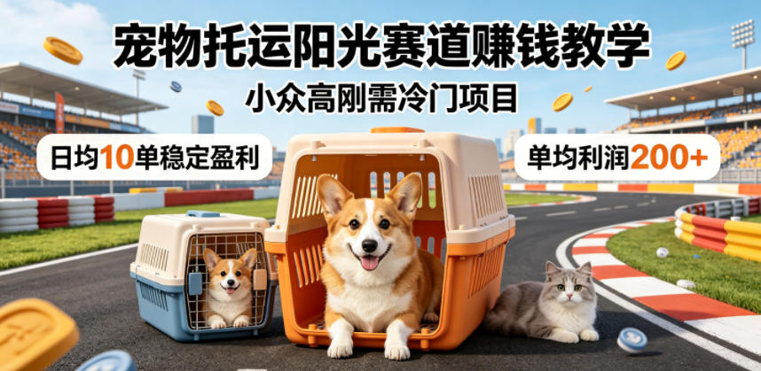 宠物托运阳光赛道賺钱教学，小众高刚需冷门项目，日均10单稳定盈利，单均利润200+-项目网
