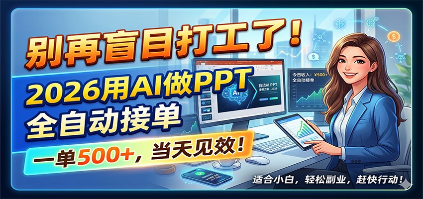 别再盲目打工了！2026用AI做PPT全自动接单，一单5张+，当天见效！-项目网