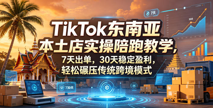TikTok东南亚本土店实操陪跑教学，7天出单，30天稳定盈利，轻松碾压传统跨境模式-项目网