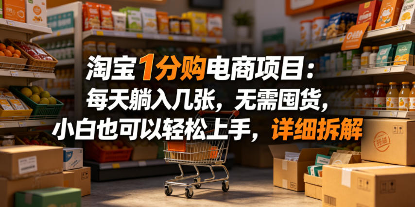 淘宝1分购电商项目：每天躺入几张，无需囤货，小白也可以轻松上手，详细拆解-项目网