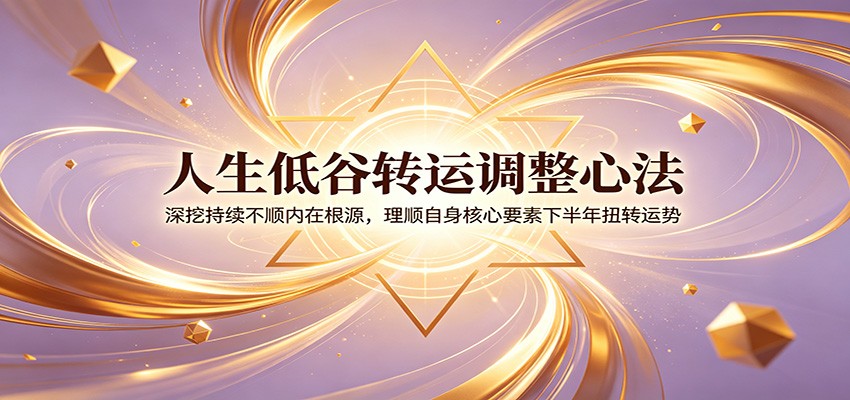 人生低谷转运调整心法：深挖持续不顺内在根源，理顺自身核心要素下半年扭转运势-项目网