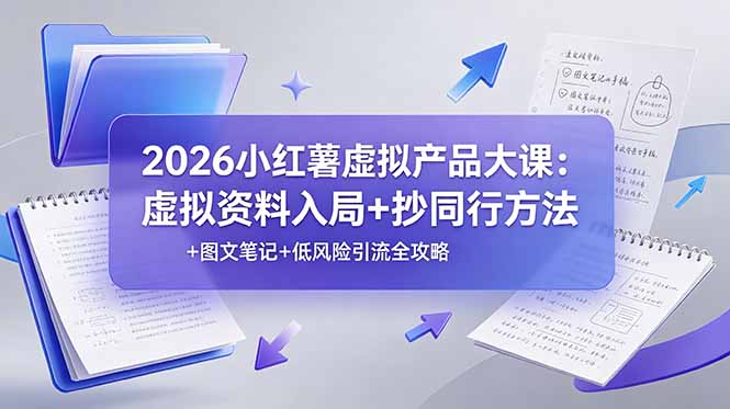 2026小红薯虚拟产品大课：虚拟资料入局+抄同行方法+图文笔记+低风险引流全攻略-项目网