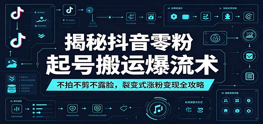 揭秘抖音零粉起号搬运爆流术：不拍不剪不露脸，裂变式涨粉变现全攻略-项目网