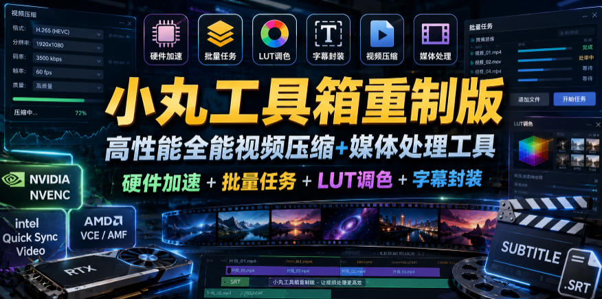 小丸工具箱重制版–高性能全能视频压缩+媒体处理工具｜硬件加速+批量任务+LUT调色+字幕封装-项目网