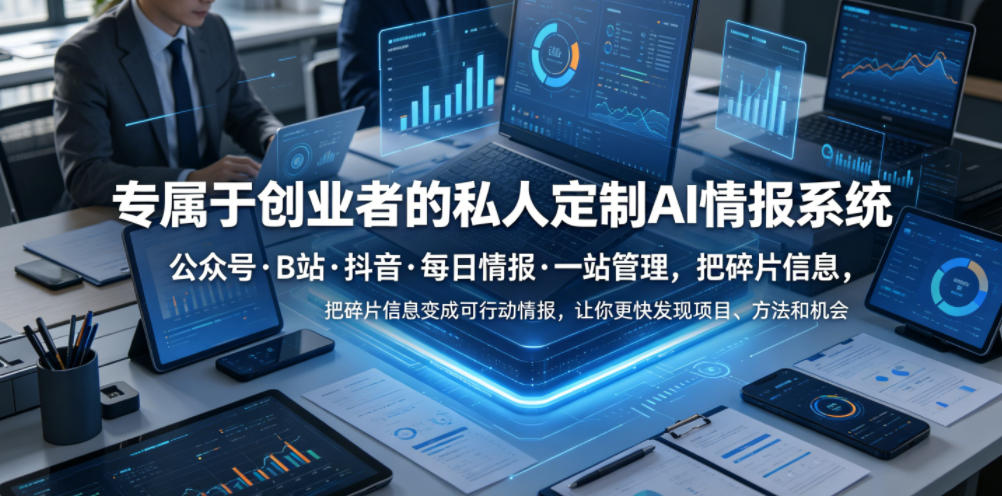 专属于创业者的私人定制AI情报系统，公众号·B站·抖音·每日情报·一站管理，把碎片信息变成可行动情报，让你更快发现项目、方法和机会-项目网