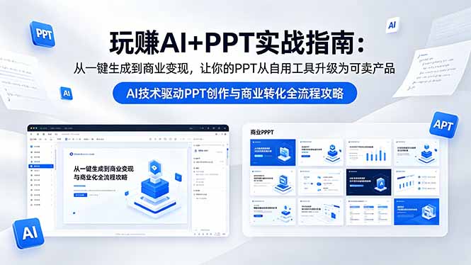玩赚AI+PPT实战指南-更新5月13：从一键生成到商业变现，让你的PPT从自用工具升级为可卖产品-项目网