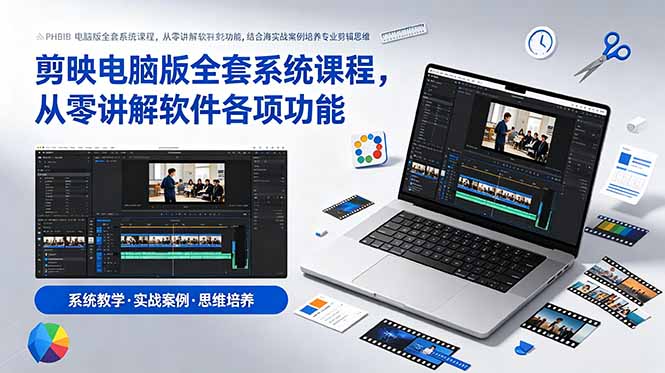 剪映电脑版全套系统课程,从零讲解软件各项功能,结合海量实战案例培养专业剪辑思维-项目网