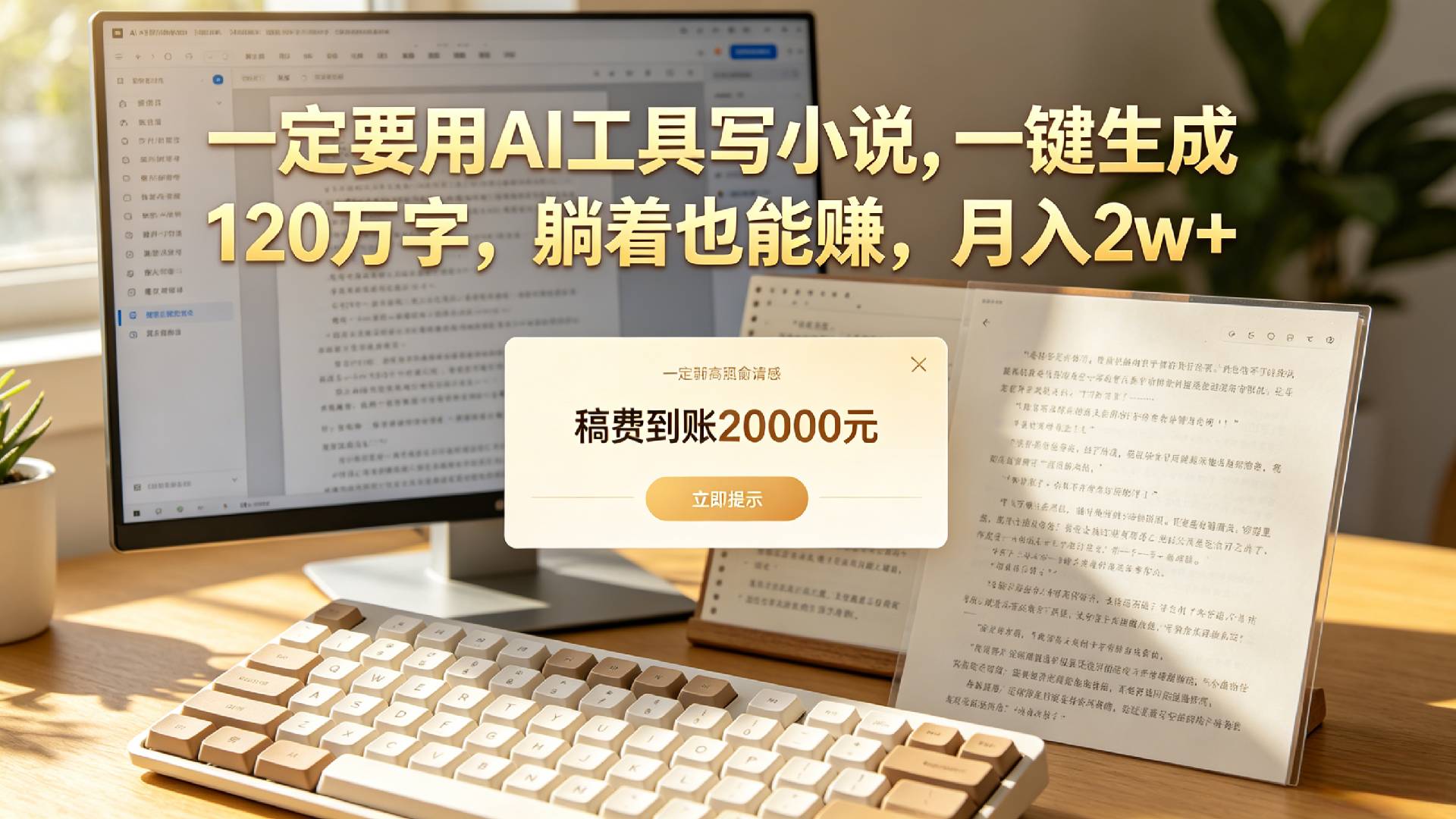 【听劝】一定要用AI工具写小说,一键生成120万字，躺着也能赚，月入2w+-项目网