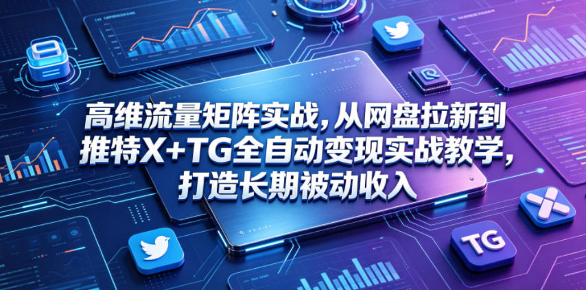 高维流量矩阵实战，从网盘拉新到推特X+TG全自动变现实战教学，打造长期被动收入-项目网