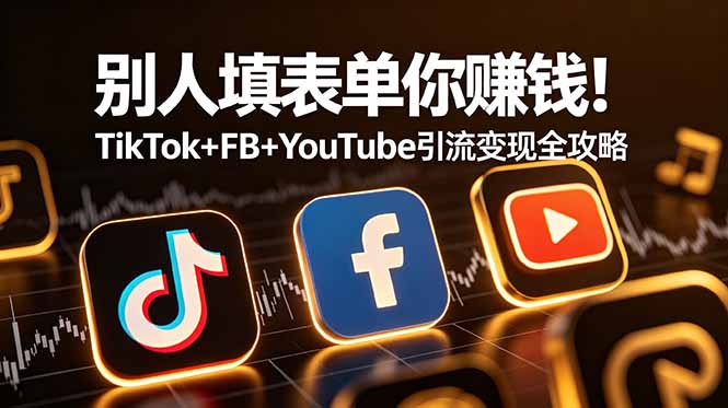 别人填表单你赚钱!TikTok+FB+YouTube 引流变现全攻略【原创双语字幕】-项目网