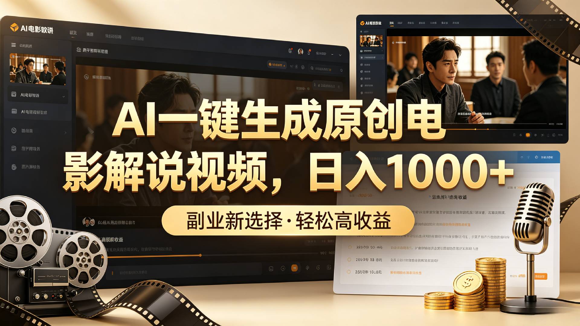 AI一键生成原创电影解说视频,日入1000+!-项目网