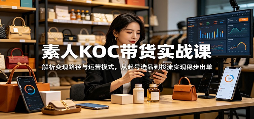 素人KOC带货实战课：解析变现路径与运营模式，从起号选品到投流实现稳步出单-项目网