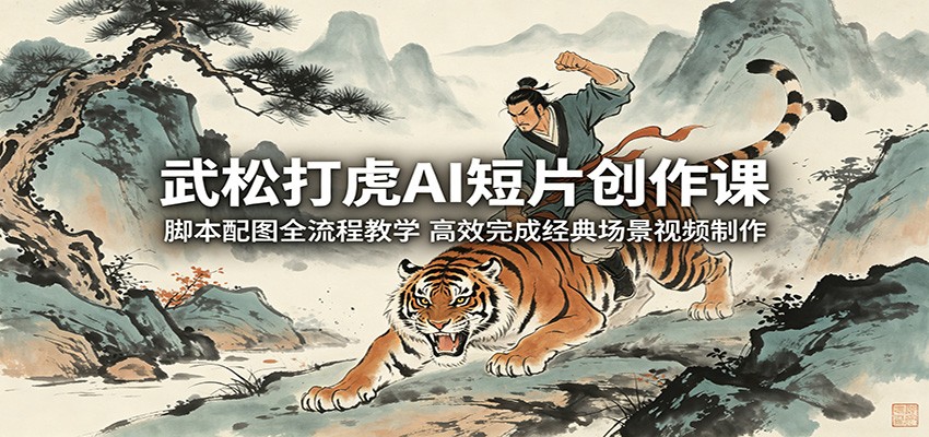 武松打虎AI短片创作课：脚本配图全流程教学，高效完成经典场景视频制作-项目网