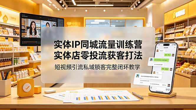 实体IP同城流量训练营:实体店零投流获客打法,短视频引流私域锁客完整闭环教学-项目网