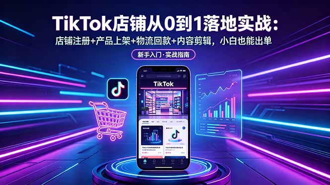 TikTok店铺从0到1落地实战:店铺注册+产品上架+物流回款+内容剪辑,小白也能出单-项目网